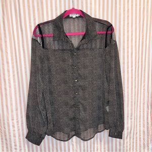 Molly Bracken Sheer Speckled Button-Down Blouse